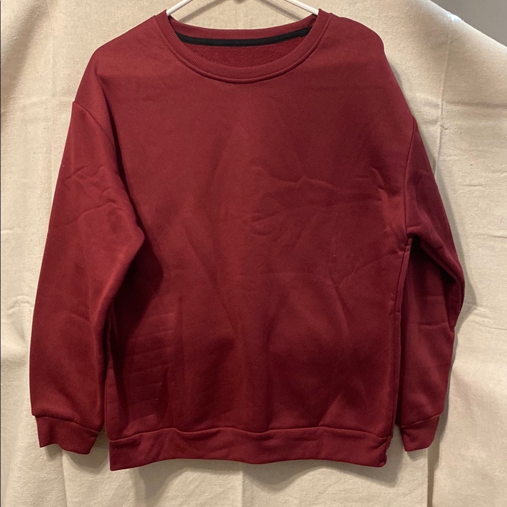 Cozy Red Shrug with Ribbed Crewneck